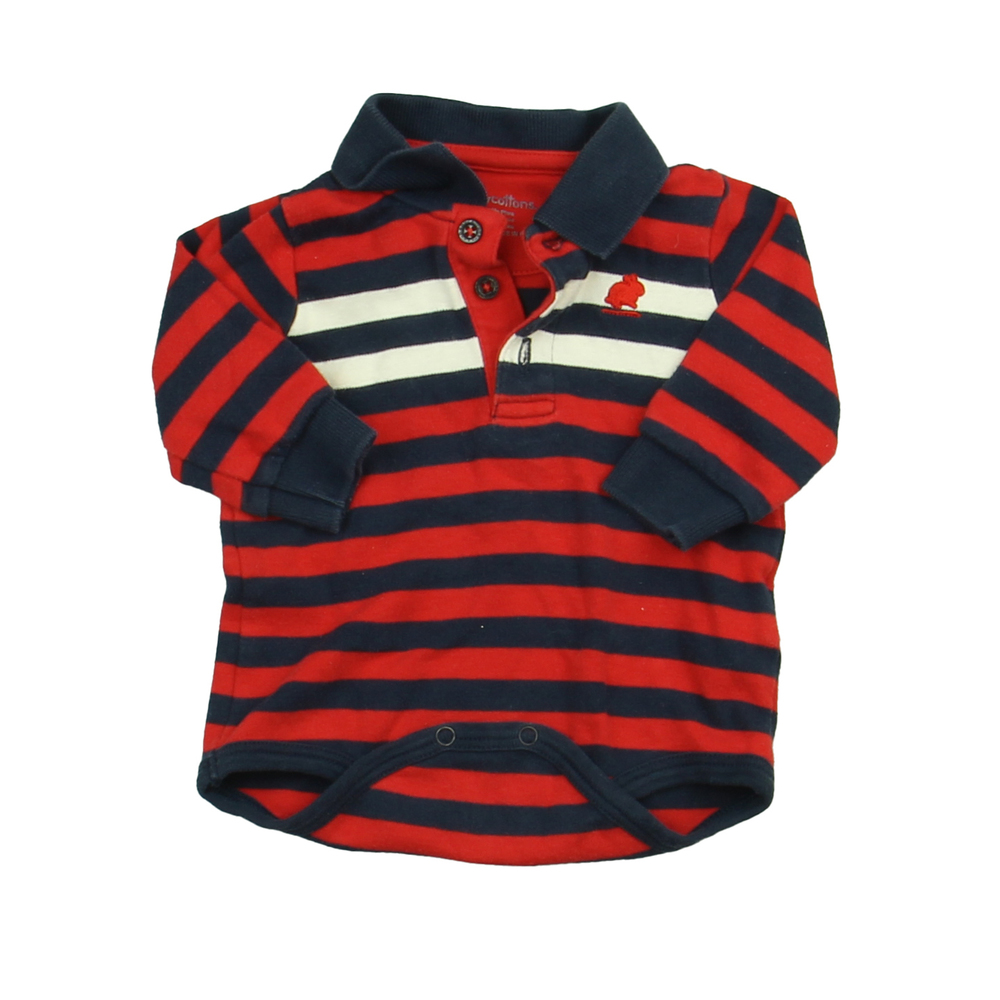 Baby Cottons Boys Red | Blue Stripe Onesie size: 3 Months